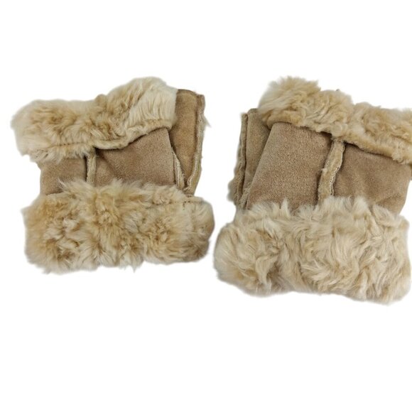 Vintage Wilsons Leather Suede Half Gloves Newsboy Cap Hat Size S/M Faux Fur Y2K main image 4